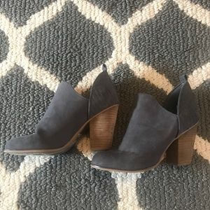 Blue Gray booties with chunky heels